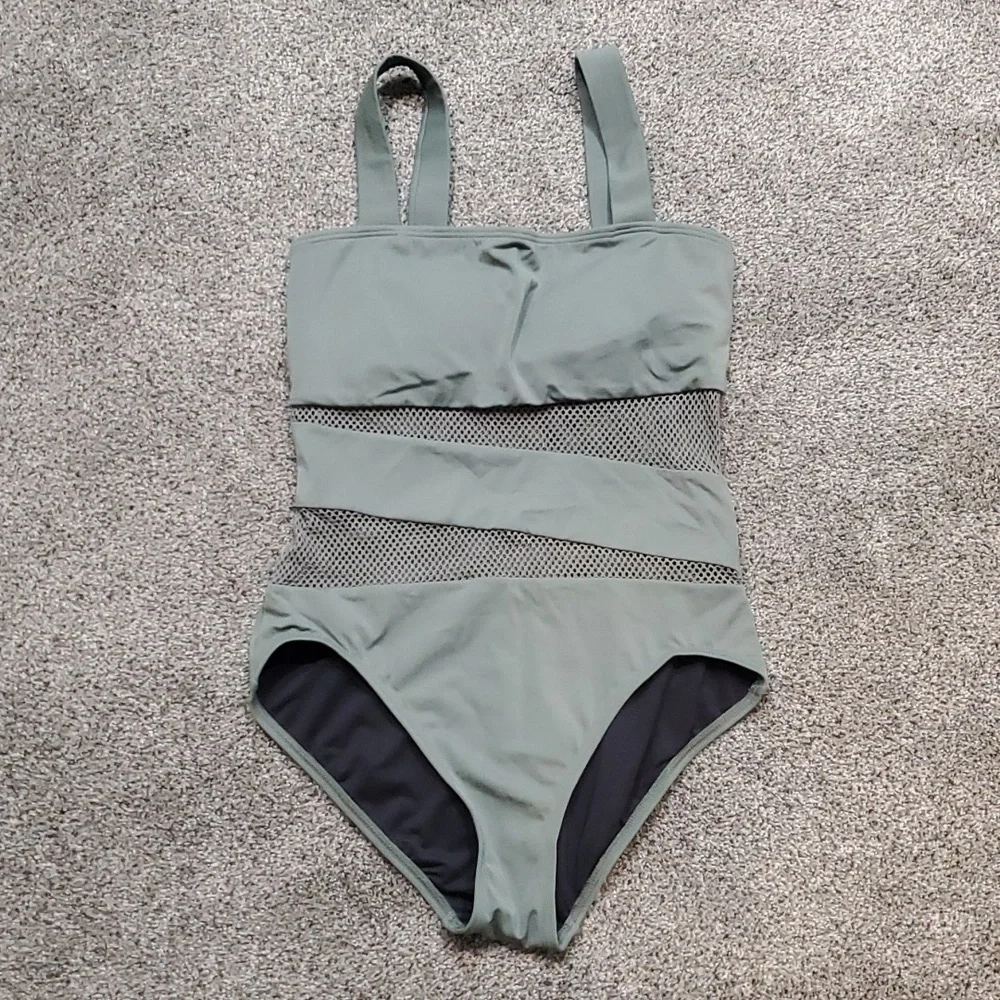 Carmen Marc Valvo Womens One Piece Mesh Swimwear swimsuit sz M